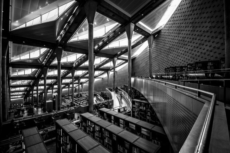 Photographer with camera at an Egyptian temple